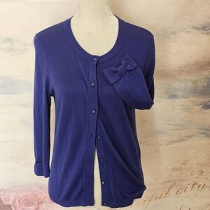 Kate Spade cotton cashmere blend royal blue open front cardigan sz M
